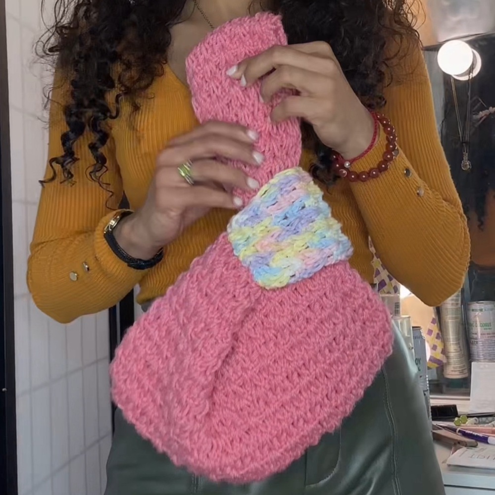 PINK Japanese knot crochet handmade handbag